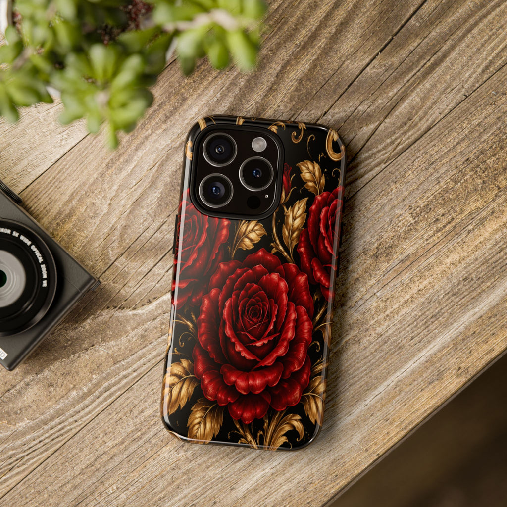 Tough Cases — Vintage Red Rose Floral Phone Case
