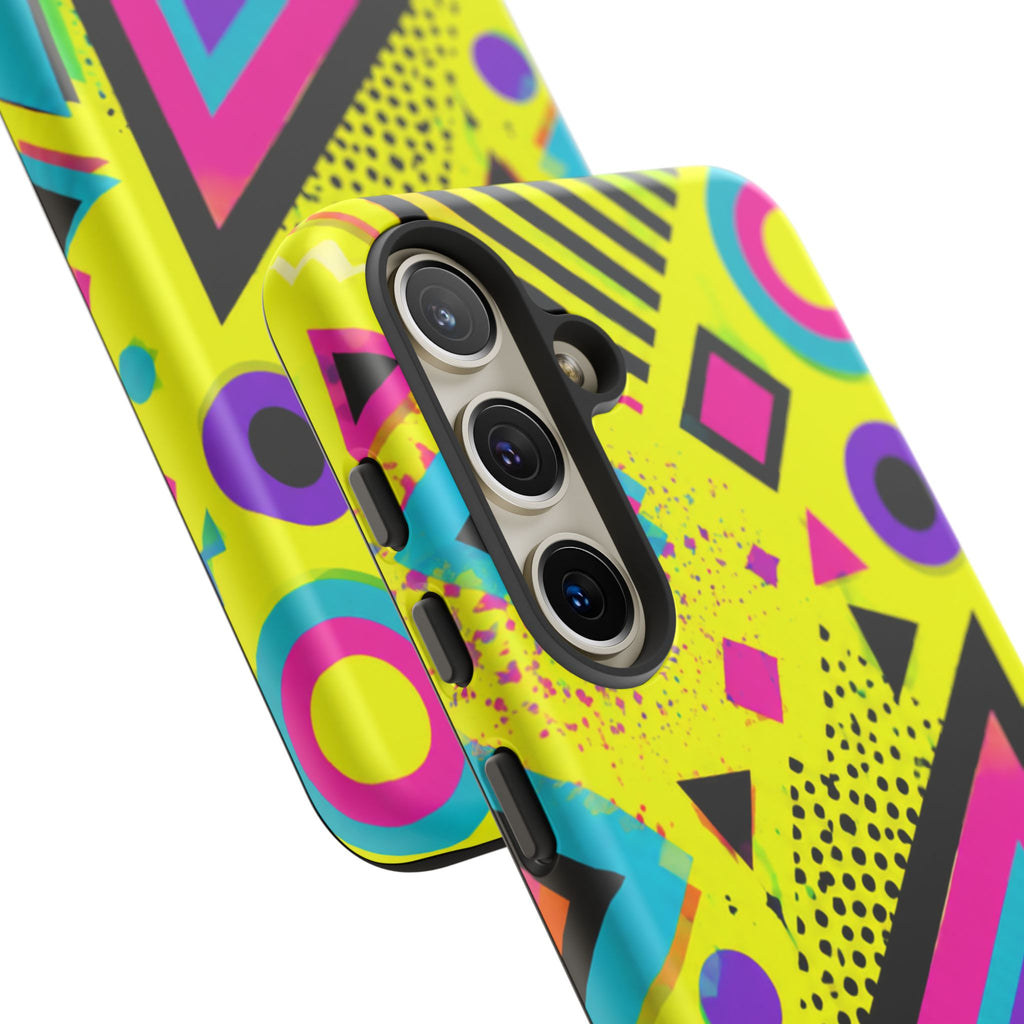 Retro 80s Geometric Phone Case — Neon Memphis Triangle Design