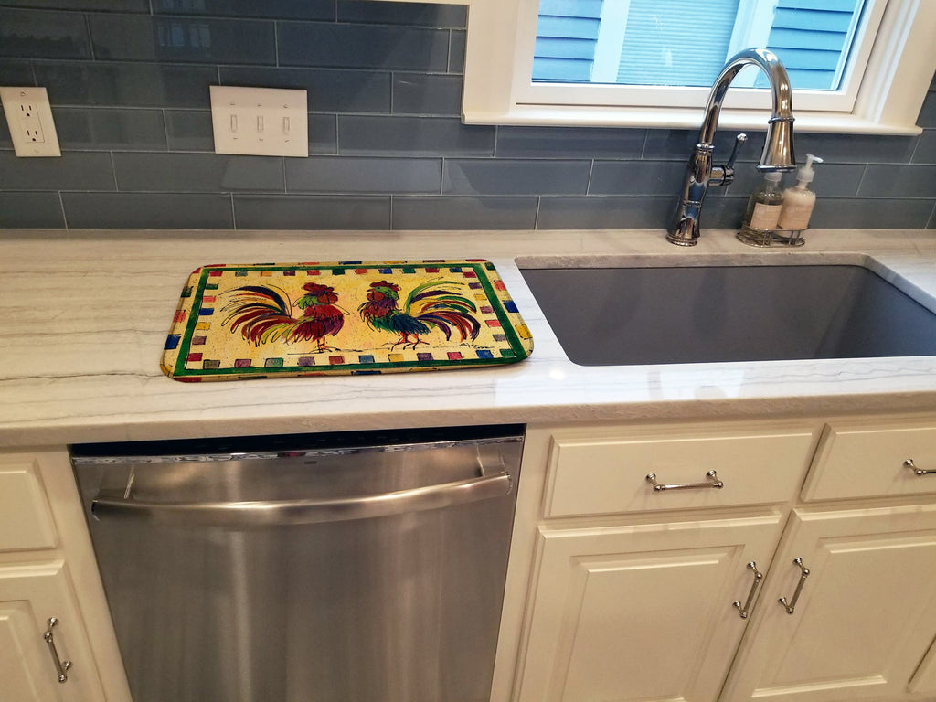 Bird - Rooster Dish Drying Mat Absorbent Dish Drying Mat Pad for Kitchen Counter Dish Drainer Mat for Countertop, 14 x 21", Multicolor