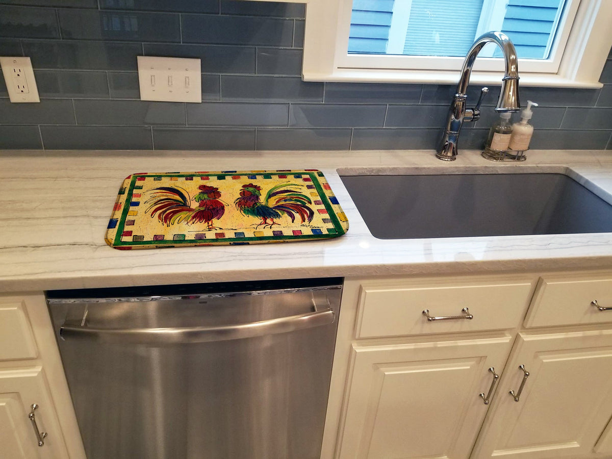 Bird - Rooster Dish Drying Mat Absorbent Dish Drying Mat Pad for Kitchen Counter Dish Drainer Mat for Countertop, 14 x 21", Multicolor