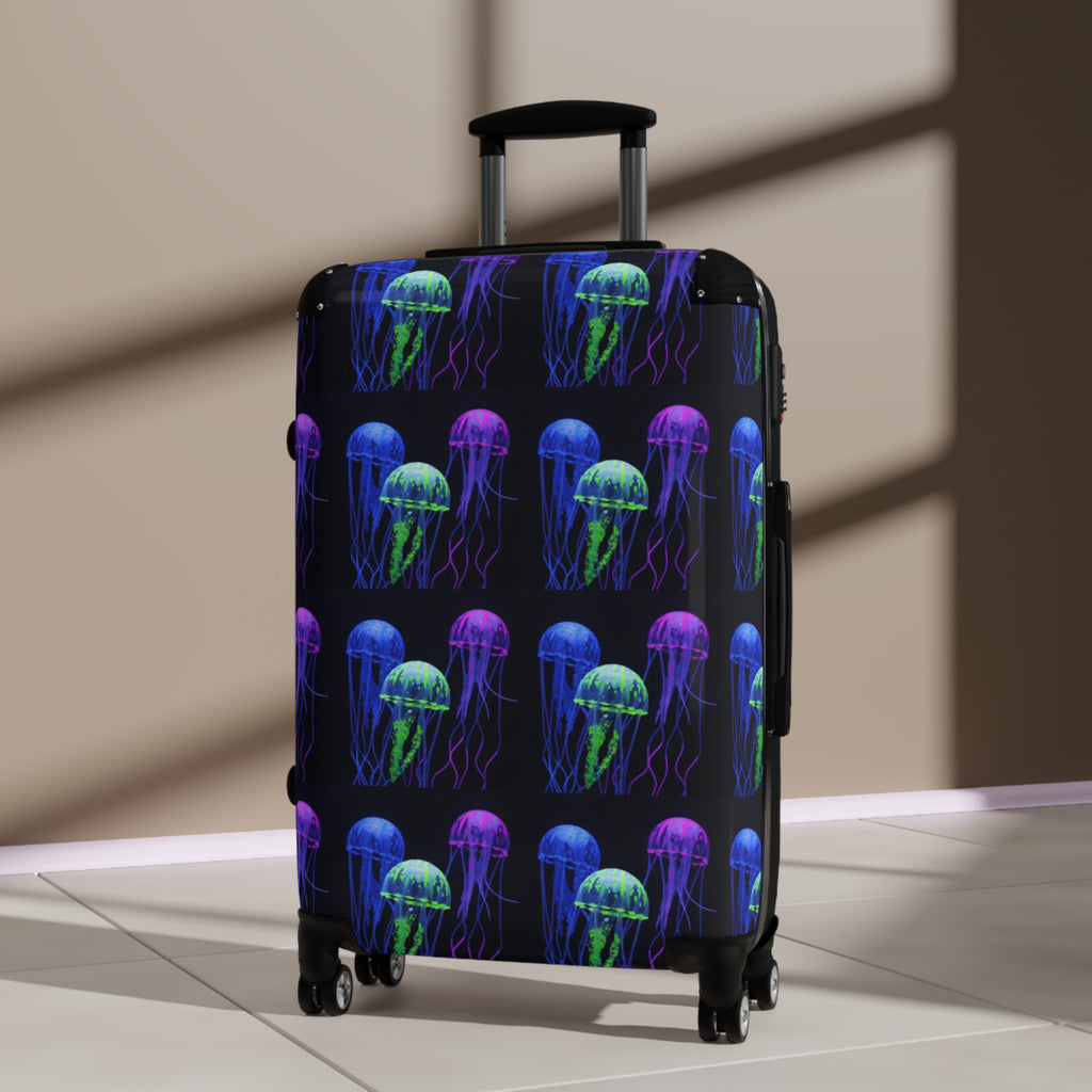 Neon Jellyfish Carry-On Suitcase – Ocean Glow Luggage Cover