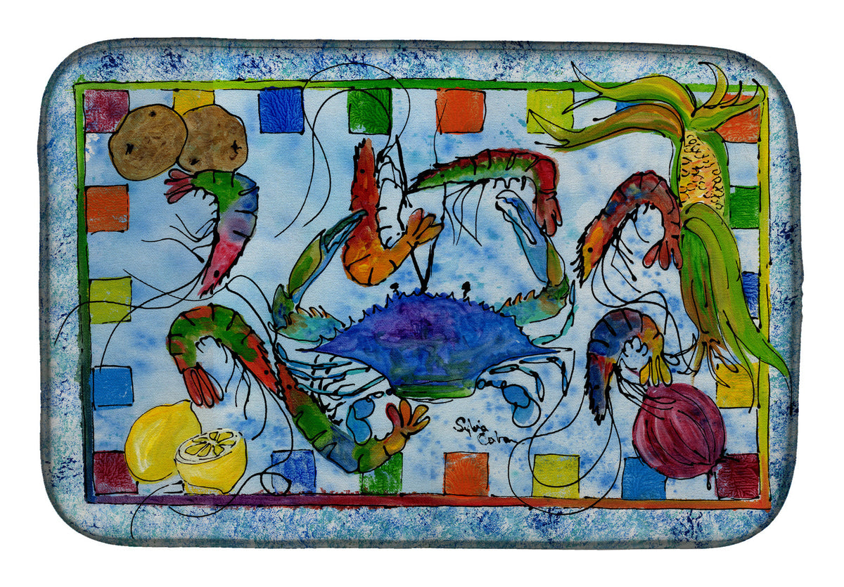 Crab Dish Drying Mat Absorbent Dish Drying Mat Pad for Kitchen Counter Dish Drainer Mat for Countertop, 14 x 21", Multicolor