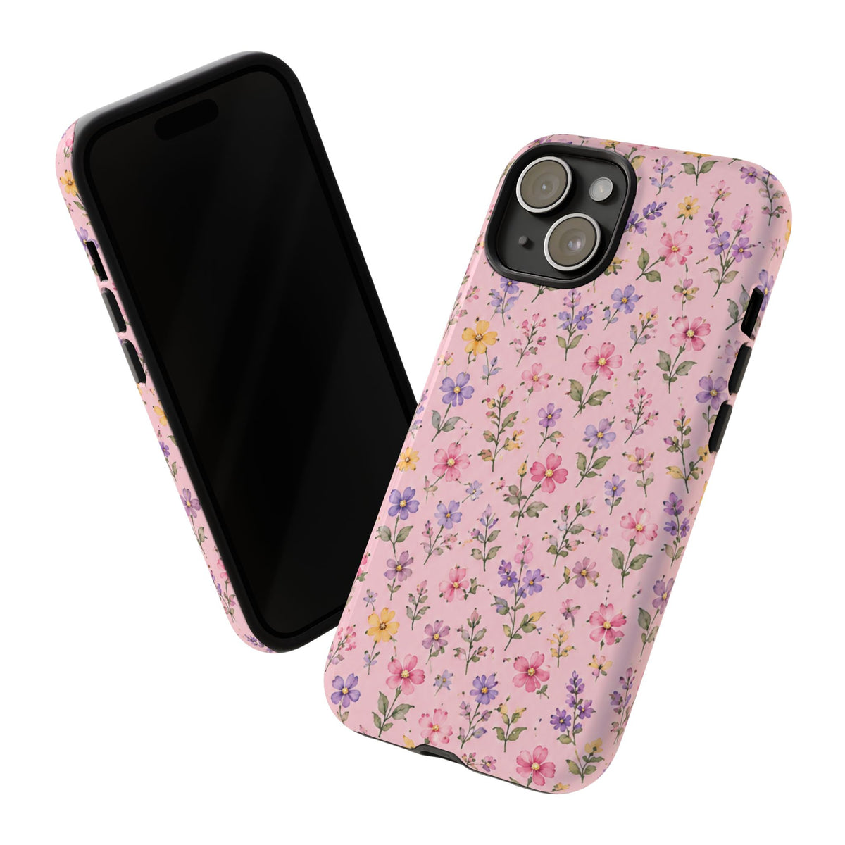 Floral Pink Tough Phone Case — Pastel Wildflower Protective Case
