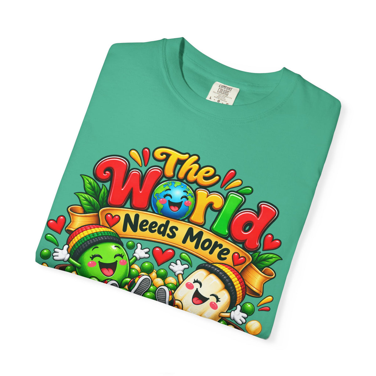 T-Shirt — "The World Needs More Peas & Hominy" Cute Veggie Love Graphic Tee
