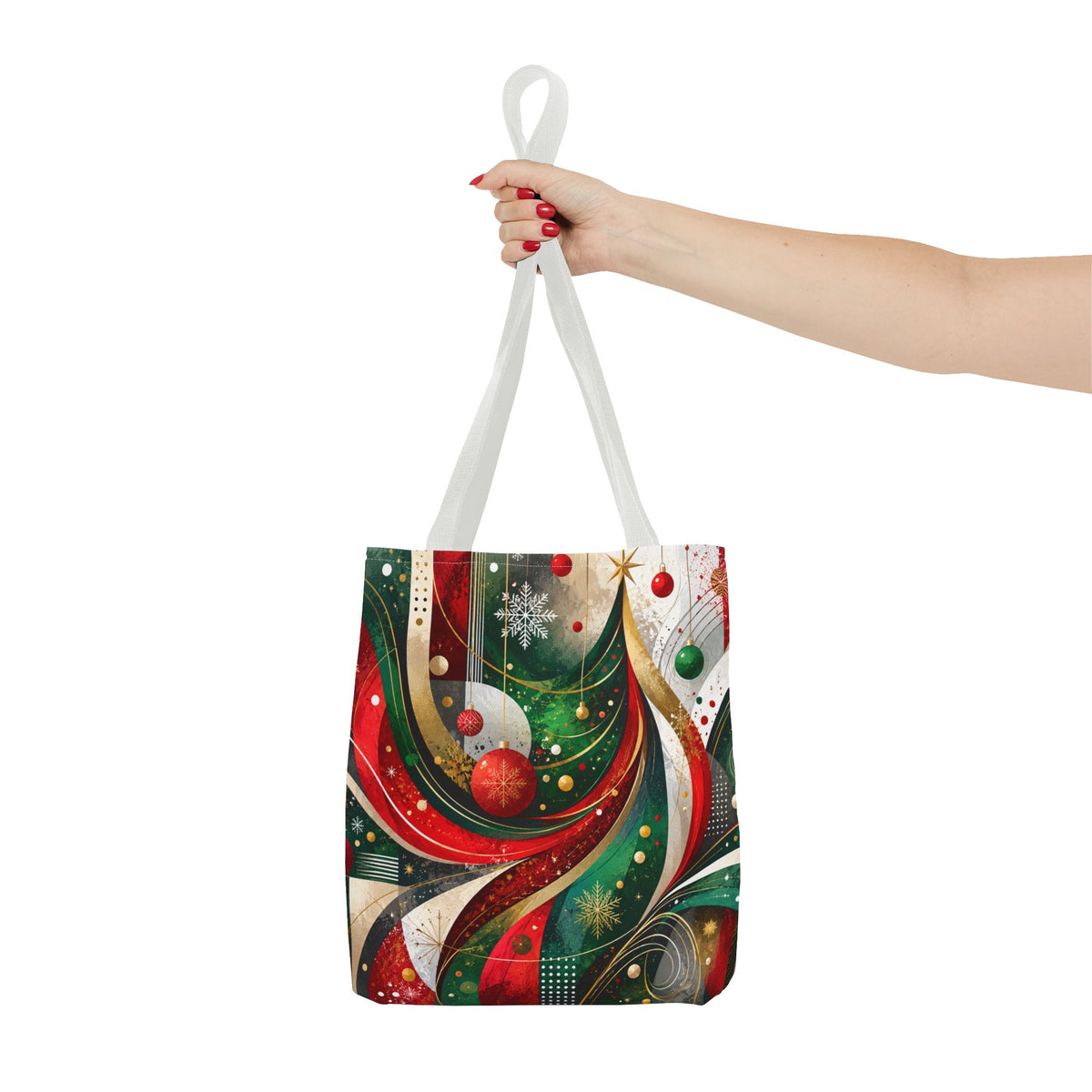 Abstract Retro Christmas Ornaments Tote Bag | Holiday Swirl Pattern