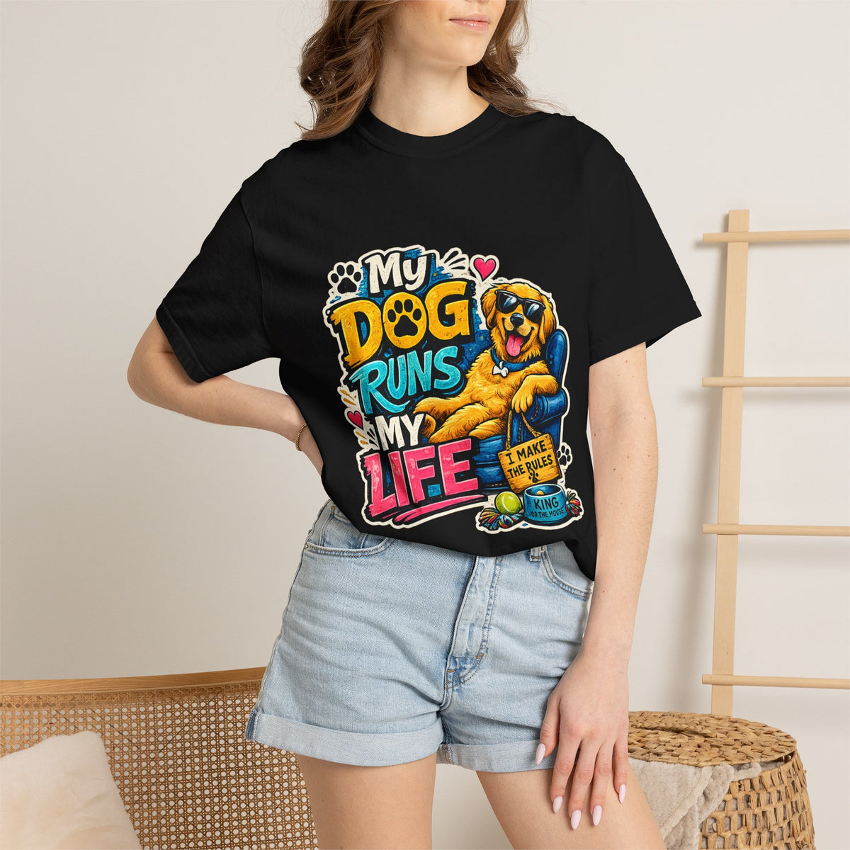 My Dog Runs My Life T-shirt | Funny Dog Lover Tee