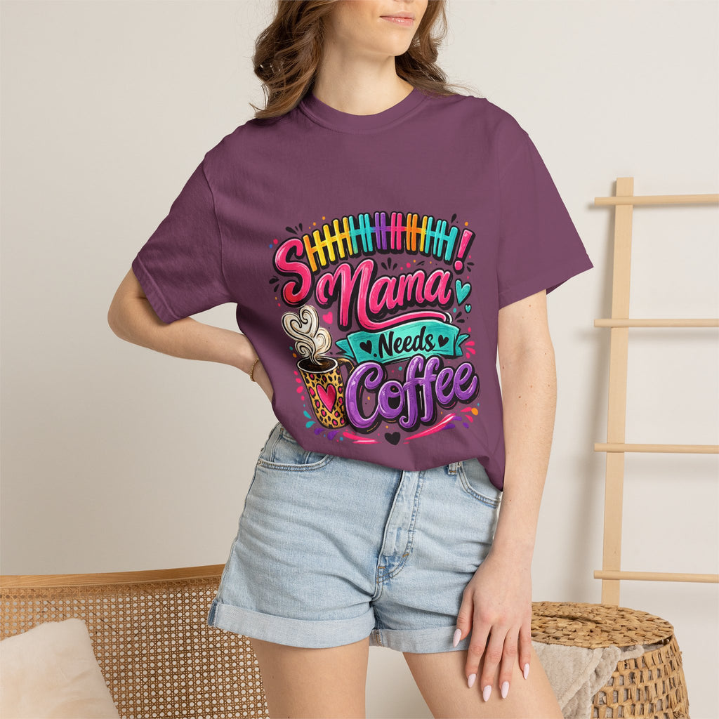 Mama Needs Coffee T-shirt | Colorful Coffee Cup Typography
