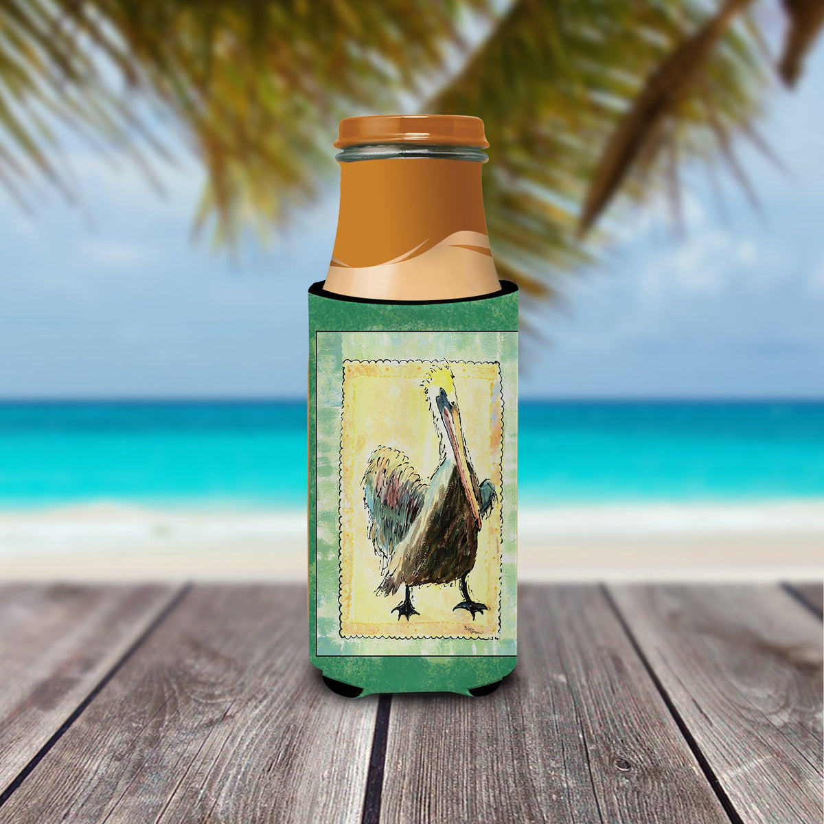 Bird - Pelican Slim Can Hugger , Insulated Foam Hugger for 12 oz Slim Cans, Beer Bottles & Water Bottles, Printed in USA