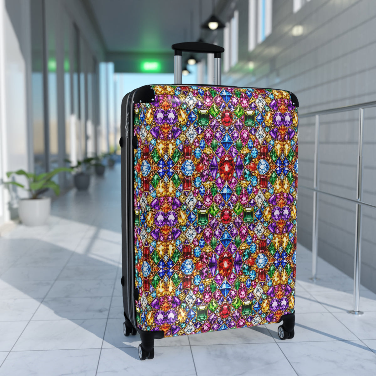 Gemstone Mosaic Suitcase — Colorful Kaleidoscope Carry‑On