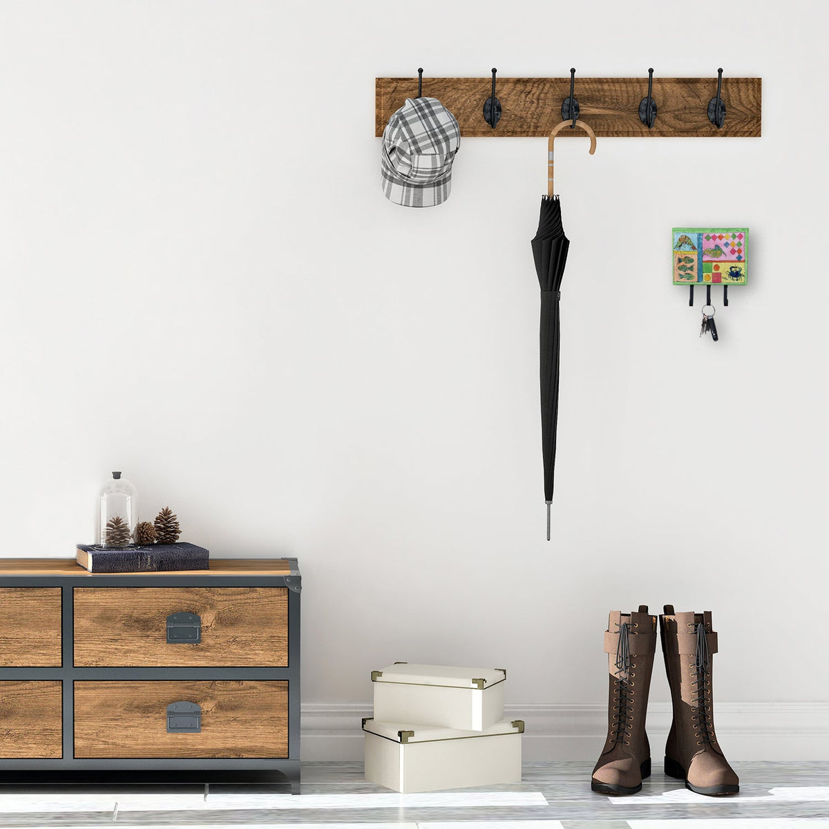 Blue Heron Leash or Key Holder Wall Hooks, Coat Rack Wall Mount, for Hanging Keys, Towels, Aprons, Leashes