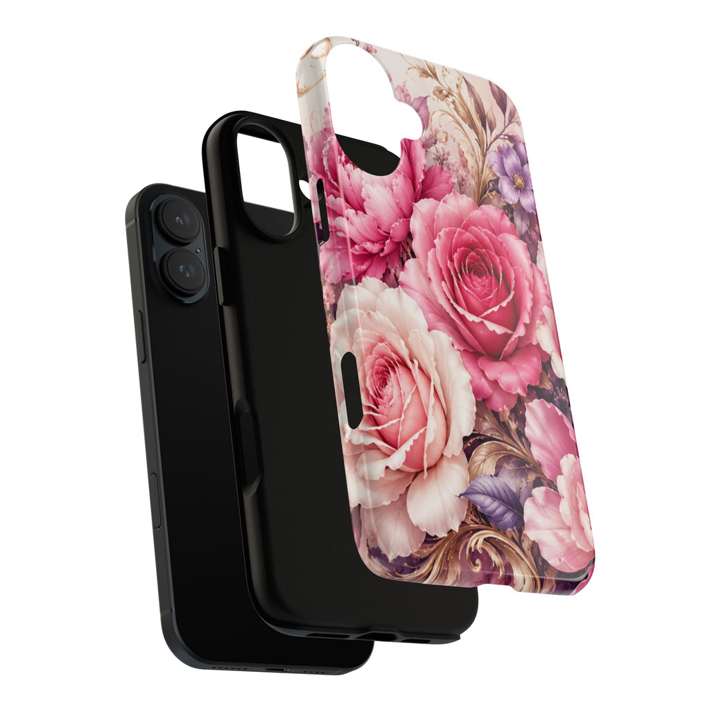 Pink Vintage Roses phone case | floral iPhone cover