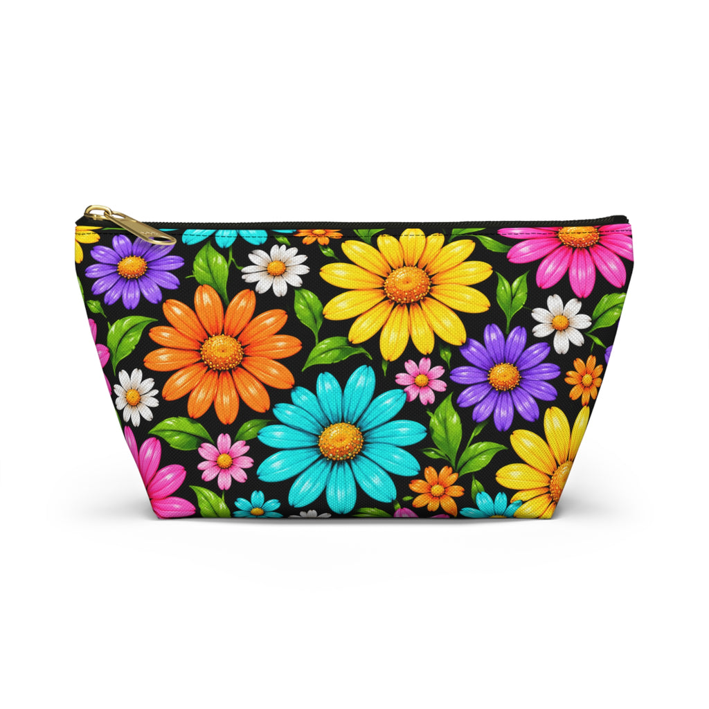 Floral Daisy Accessory Pouch — Colorful T-Bottom Makeup Bag
