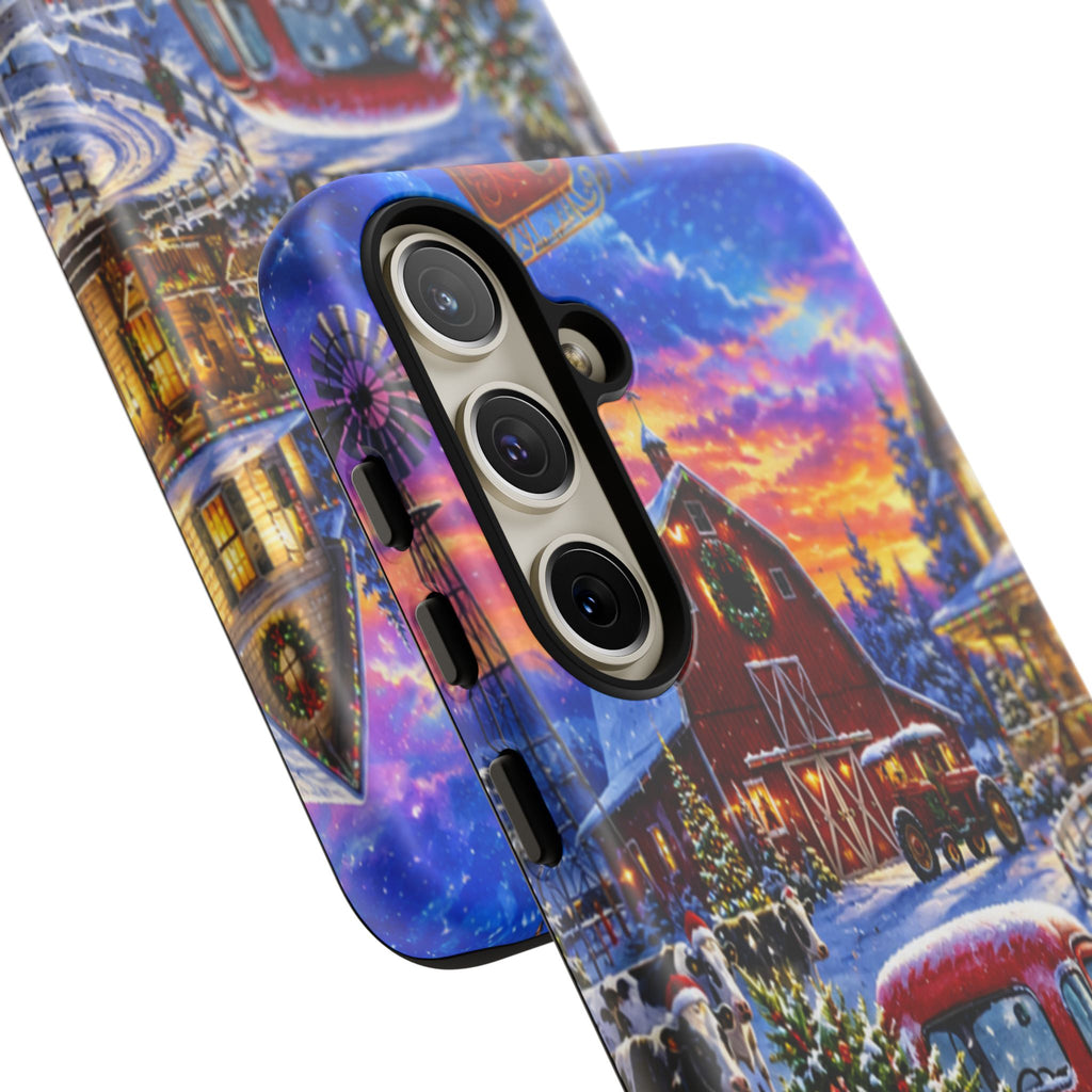 Christmas Farm Phone Case — Vintage Red Truck in Snowy Holiday Scene