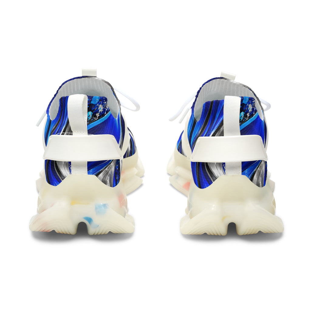 Women’s Blue Swirl Mesh Sneakers — Lightweight Athletic Shoes
