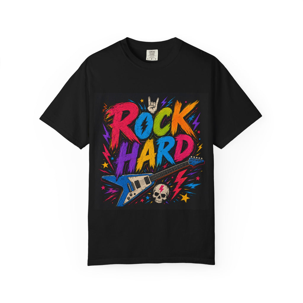 Rock Hard Guitar Graphic T-Shirt | Electric Skull Rock Tee