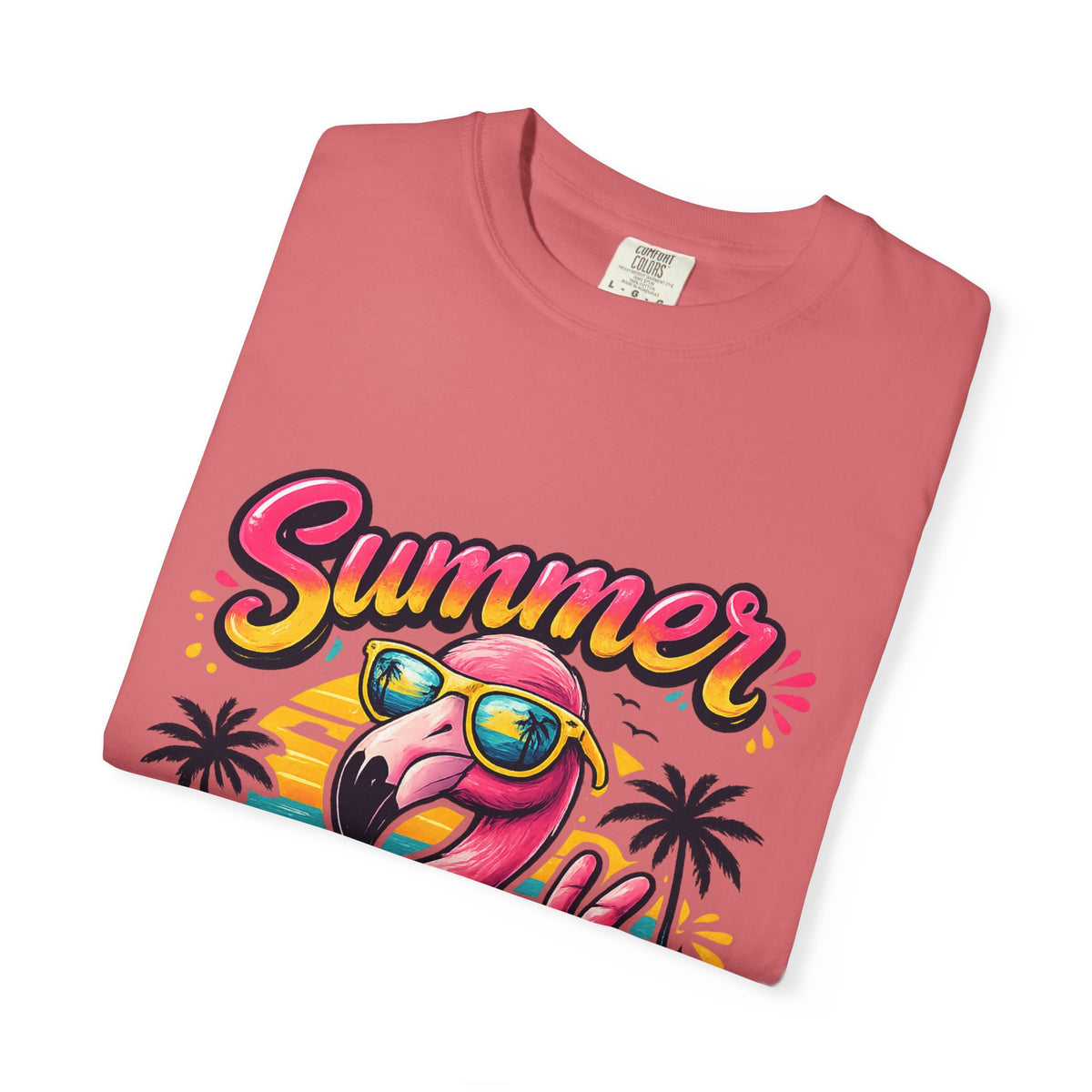 Summer Vibes Flamingo T-Shirt | Tropical Beach Graphic