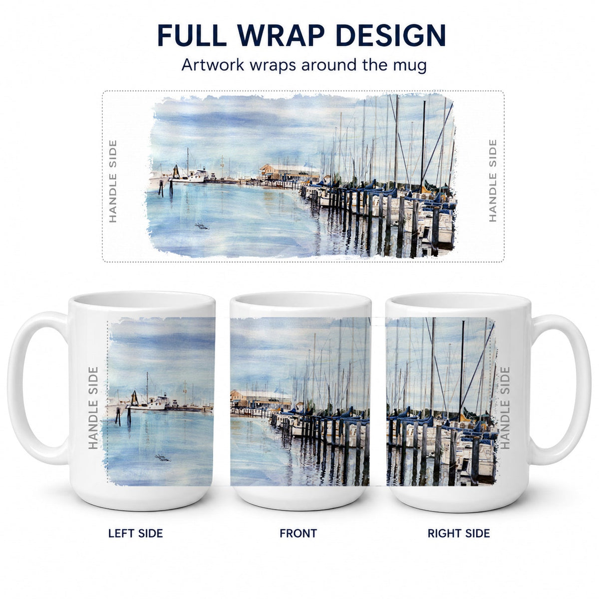The Warf Ceramic Coffee Mug 15 oz Decorative Large C Handle Mug Cup for Tea, Cocoa Hot Chocolate