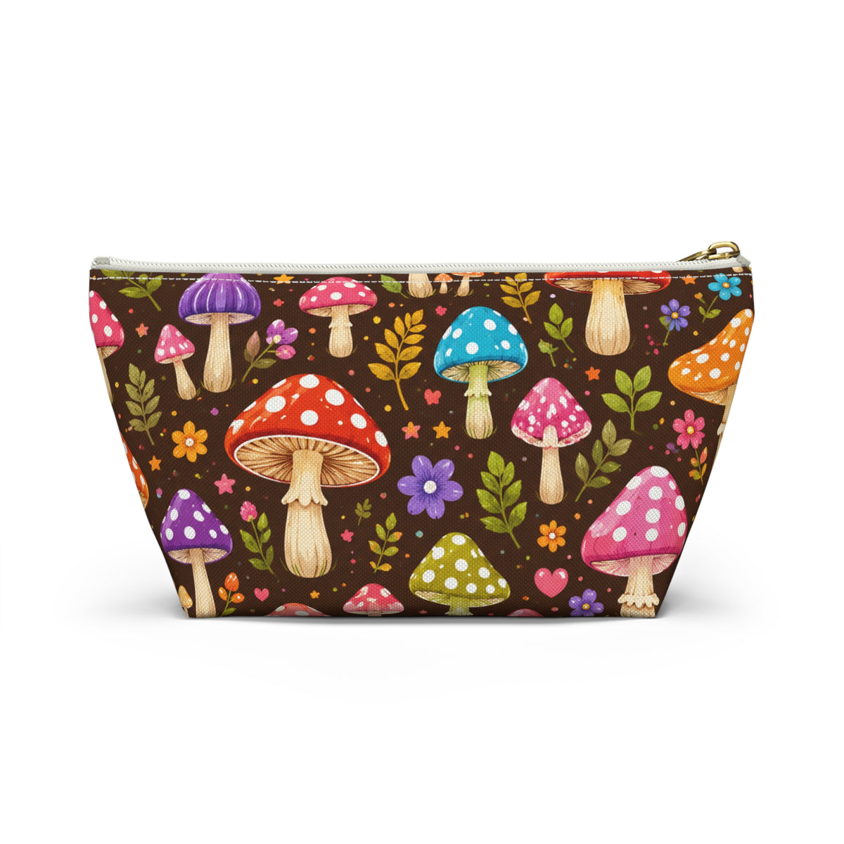 Mushroom Pattern Accessory Pouch — Whimsical Toadstool Makeup Bag