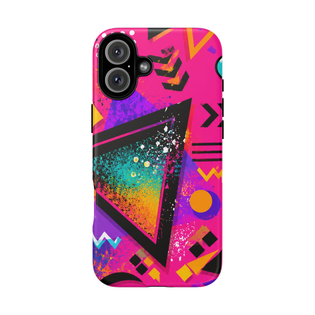 Retro 80s Geometric Phone Case — Neon Triangle Tough Case