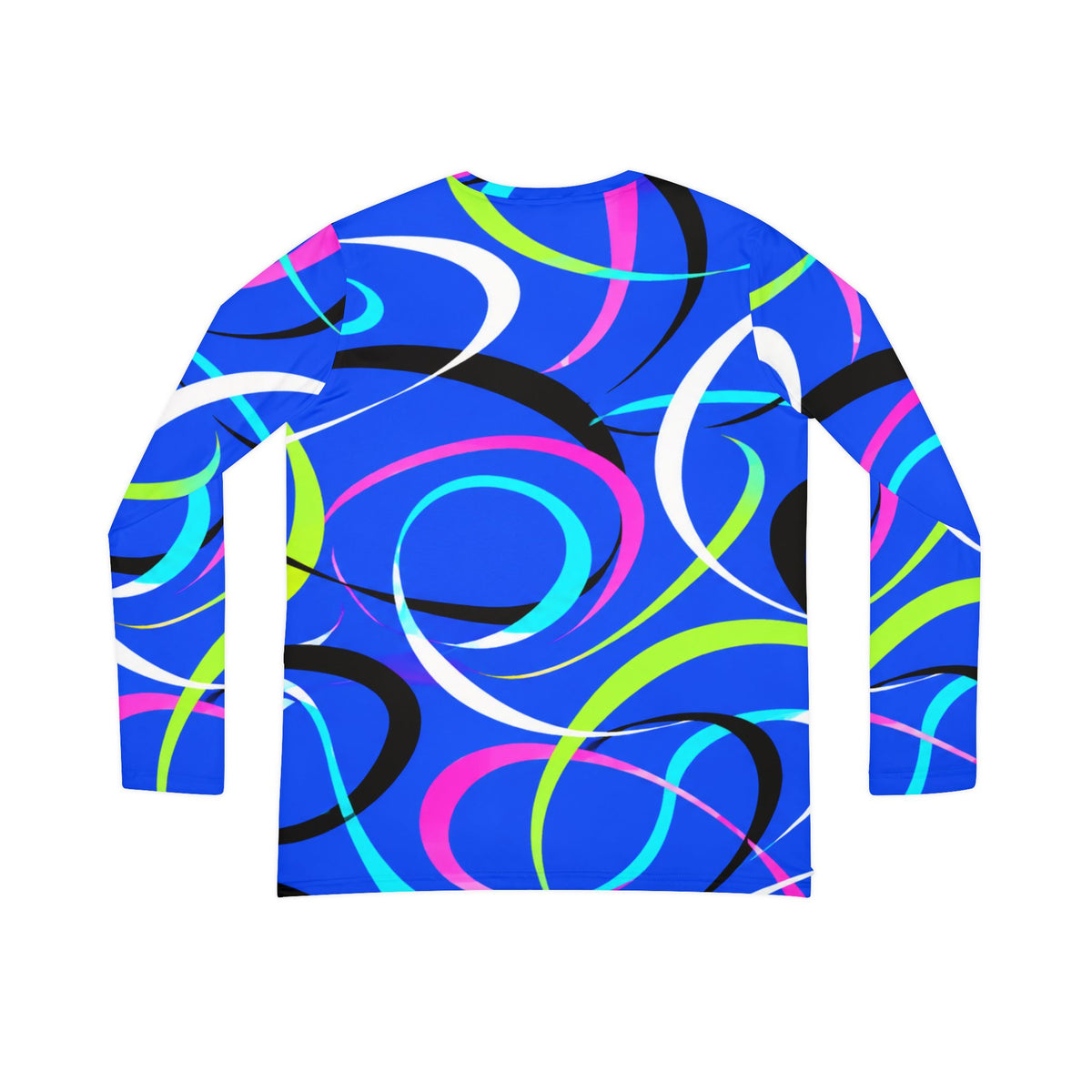 Women's V-Neck Long Sleeve Shirt – Retro Neon Swirl All-Over Print