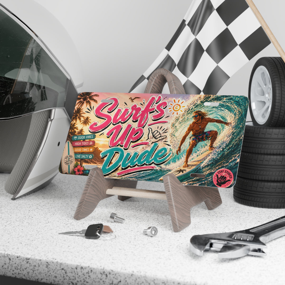 Surf's Up Dude vanity plate | Surfing license plate