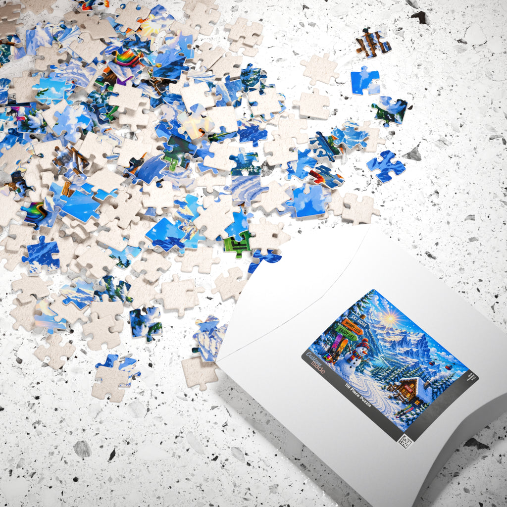 Snowy Mountain Ski Resort Puzzle 520-piece | Winter Scene Jigsaw