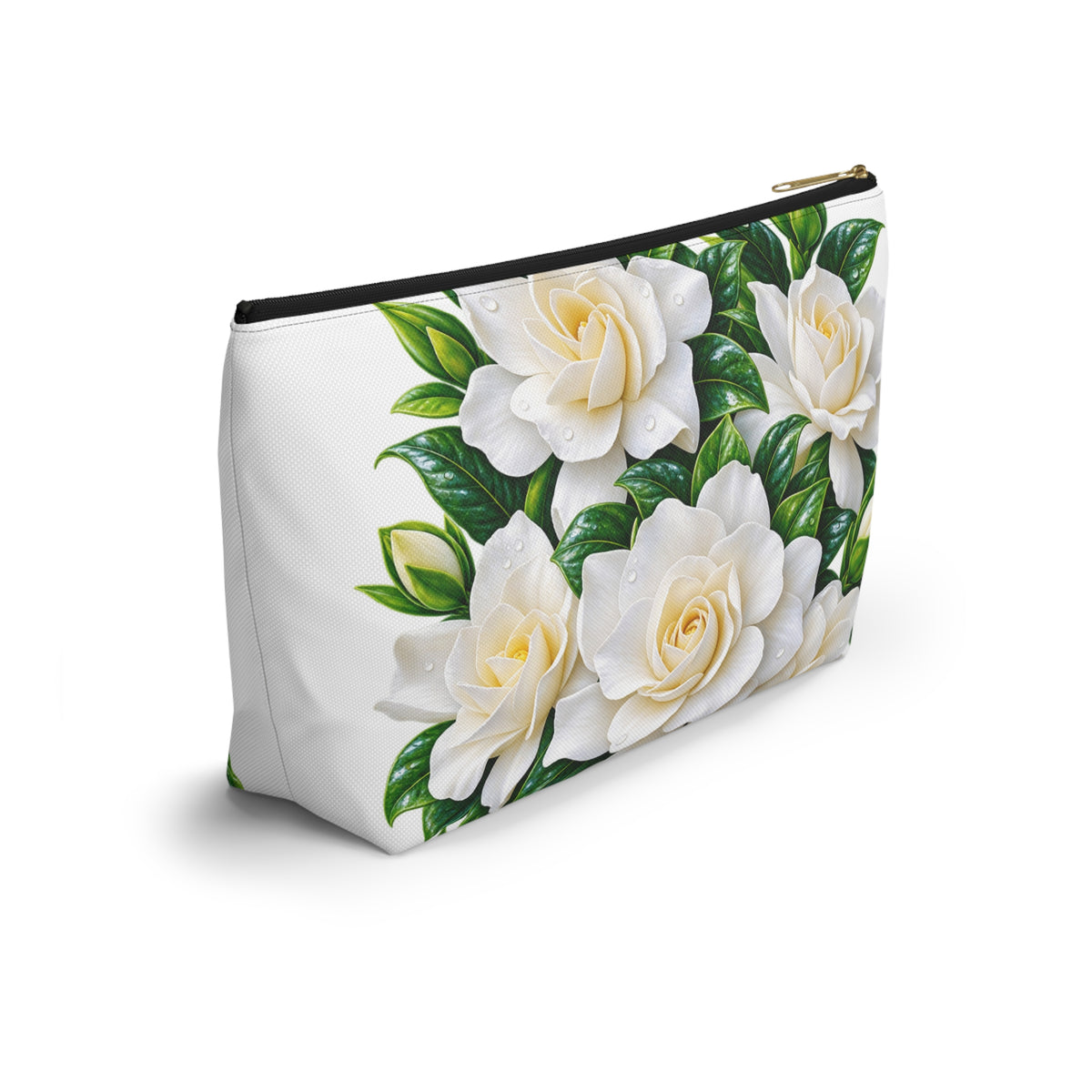 Gardenia Floral Accessory Pouch — T‑Bottom Makeup & Travel Cosmetic Bag