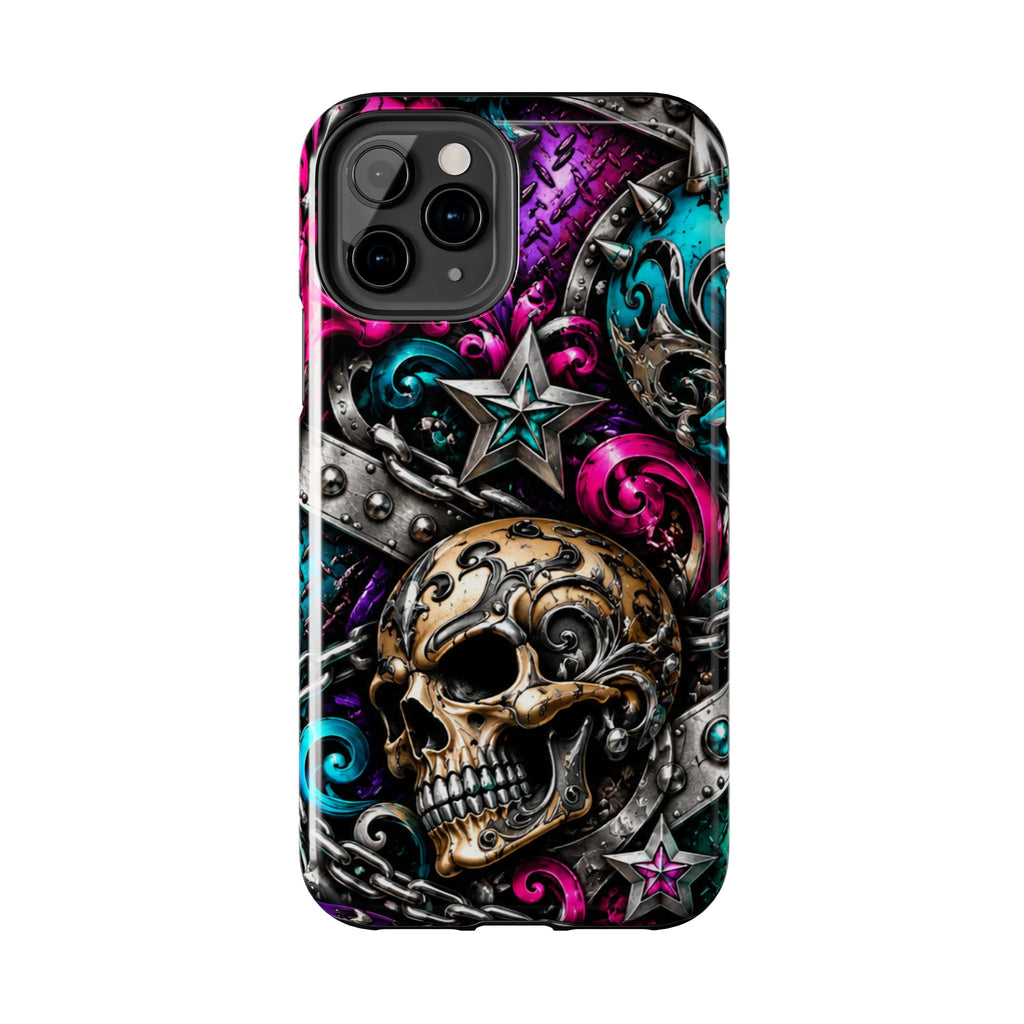 Skull & Stars Tough Phone Case | Colorful Gothic Skull Phone Case