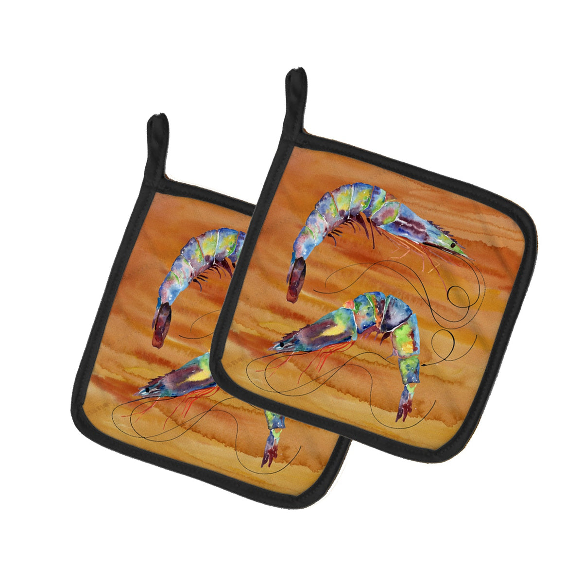 Shrimp Spicy Hot Pot Holder Set of 2 Heat Resistant Quilted Hot Pads 7.5 x 7.5 Inch, Insulated Kitchen Trivets for Cooking & Baking