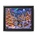Framed Matte Canvas - Cozy Christmas Village Winter Night Wall Art