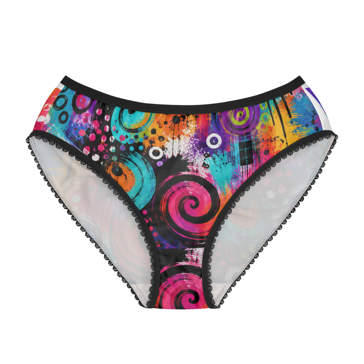 Women's Colorful Abstract Spiral Briefs — Vibrant All-Over Print Underwear