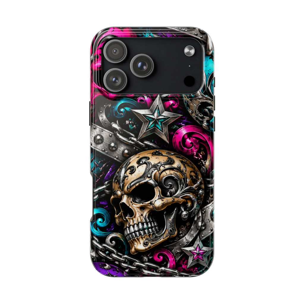 Skull & Stars Tough Phone Case | Colorful Gothic Skull Phone Case