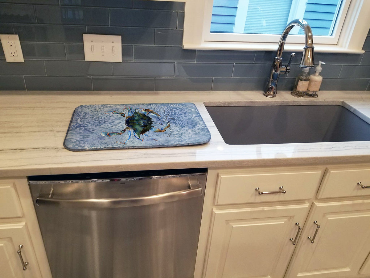 Male Blue Crab Cool Blue Water Dish Drying Mat Absorbent Dish Drying Mat Pad for Kitchen Counter Dish Drainer Mat for Countertop, 14 x 21", Multicolor