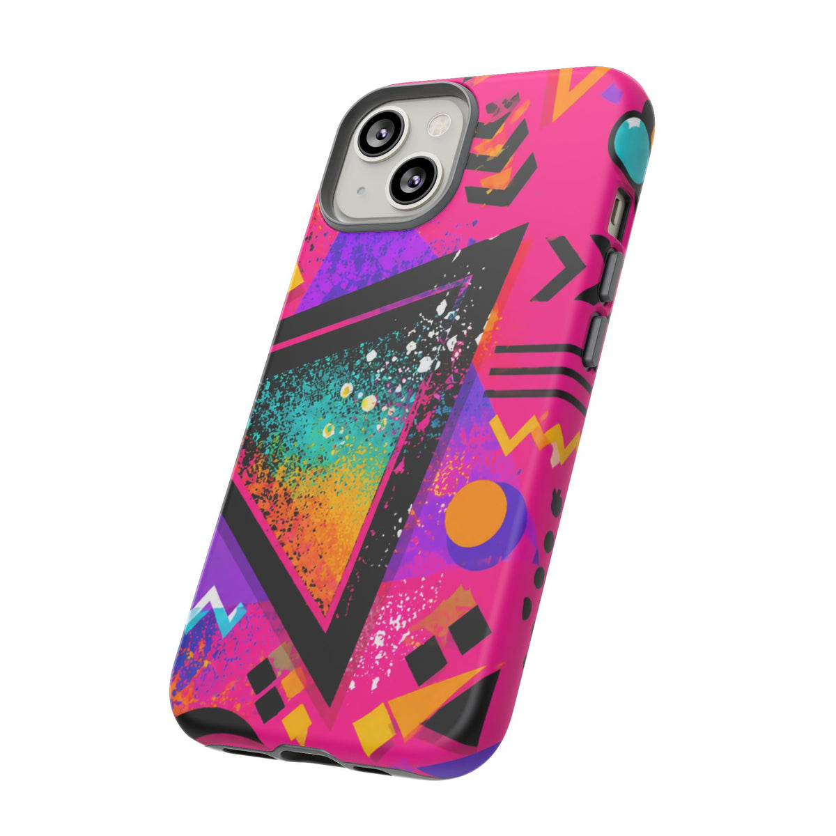 Retro 80s Geometric Phone Case — Neon Triangle Tough Case