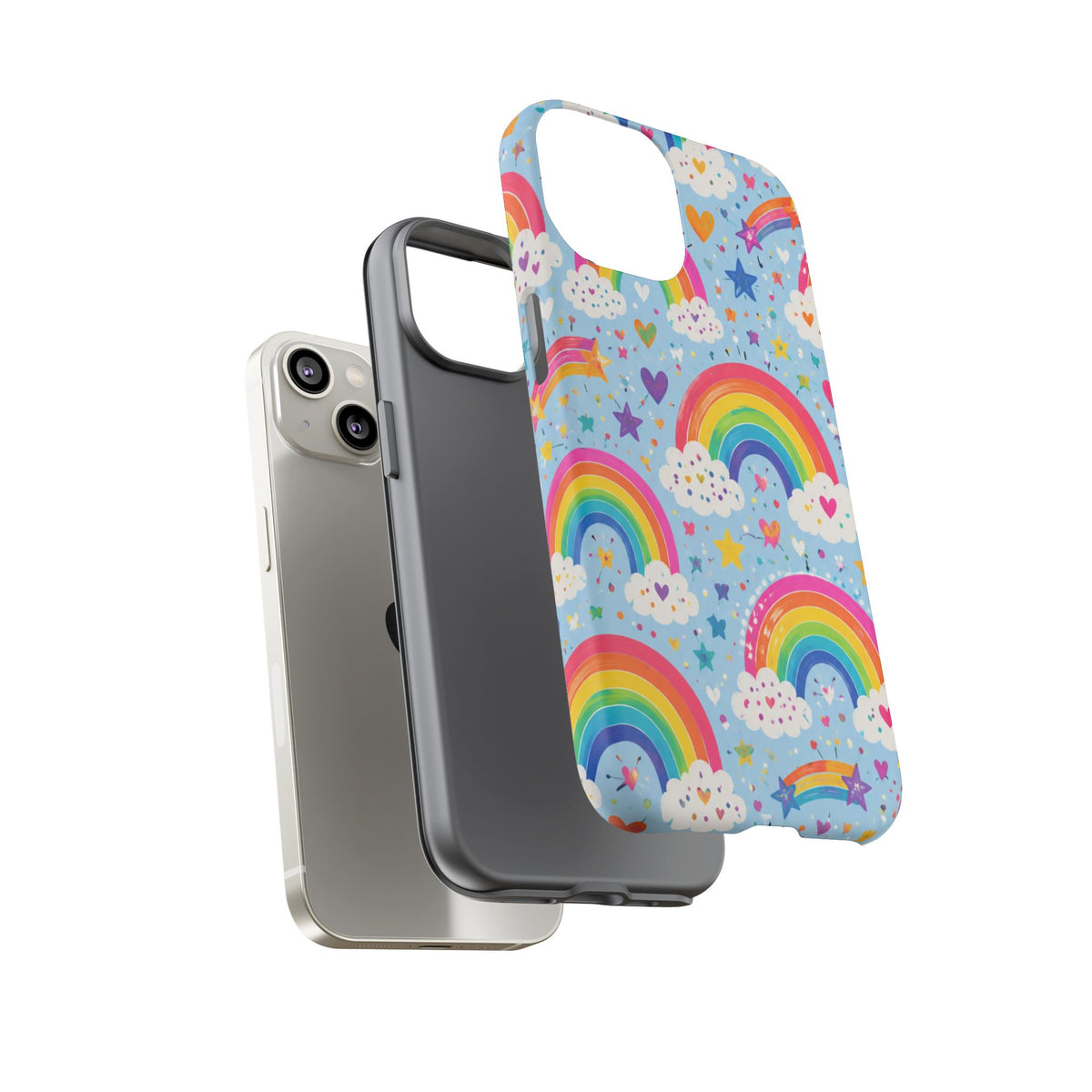 Rainbow Clouds Phone Case — Cute Pastel Rainbow Pattern Tough Case