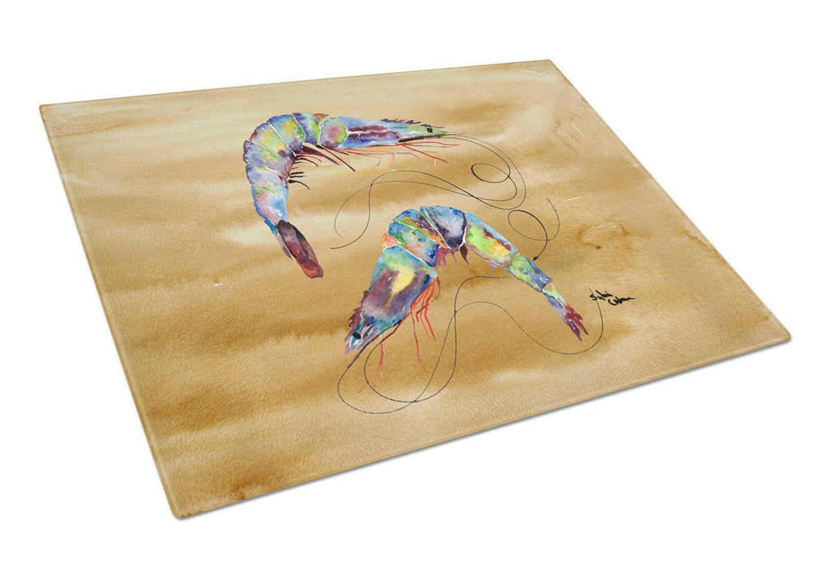 Shrimp  Sandy Beach Cutting Board Tempered Glass Kitchen Cutting Surface, Heat Resistant Chopping, Non-Slip Feet, Food Prep & Serving