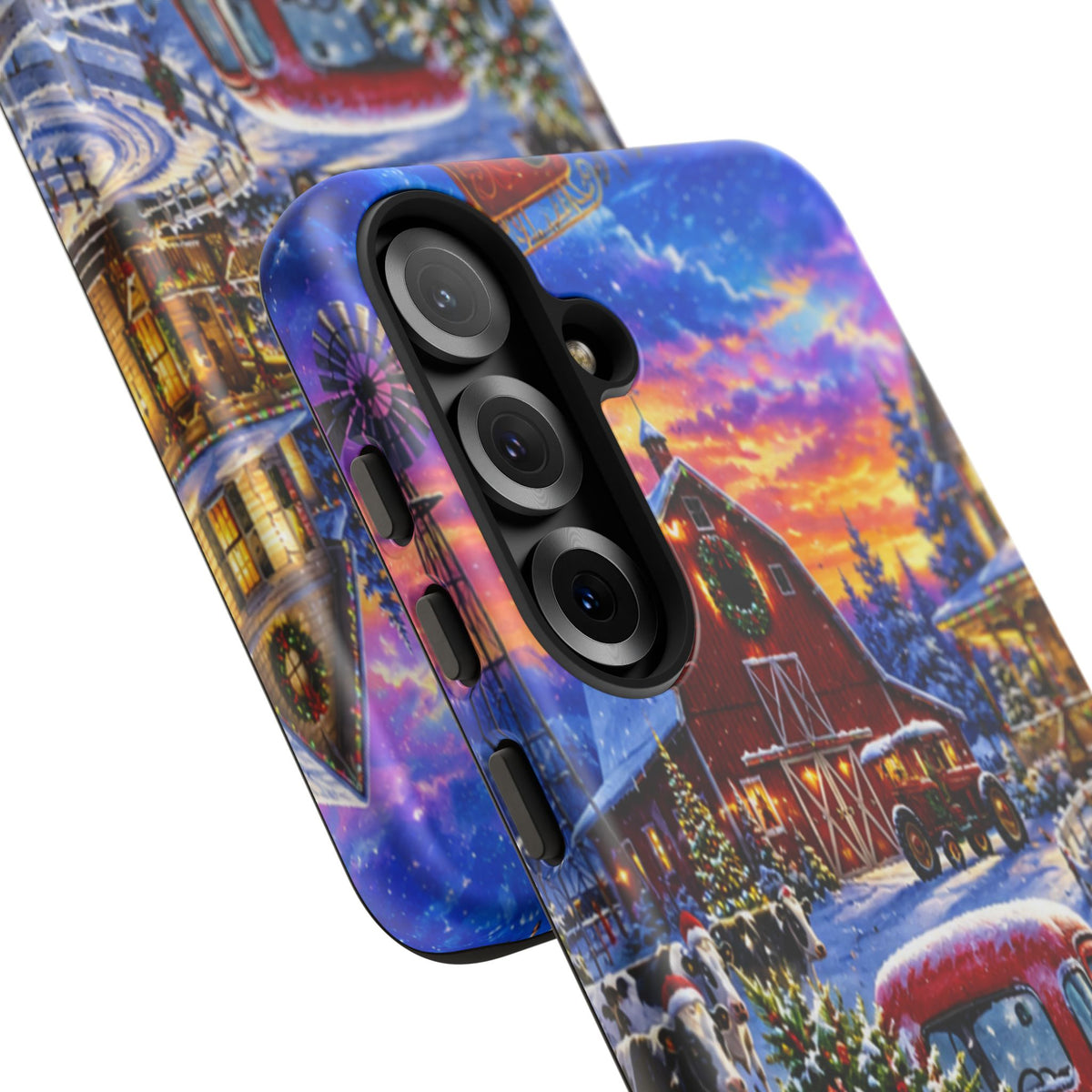 Christmas Farm Phone Case — Vintage Red Truck in Snowy Holiday Scene