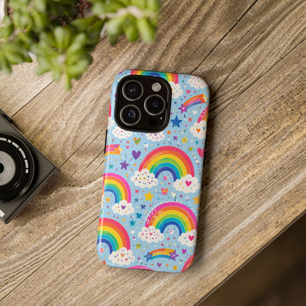 Rainbow Clouds Phone Case — Cute Pastel Rainbow Pattern Tough Case
