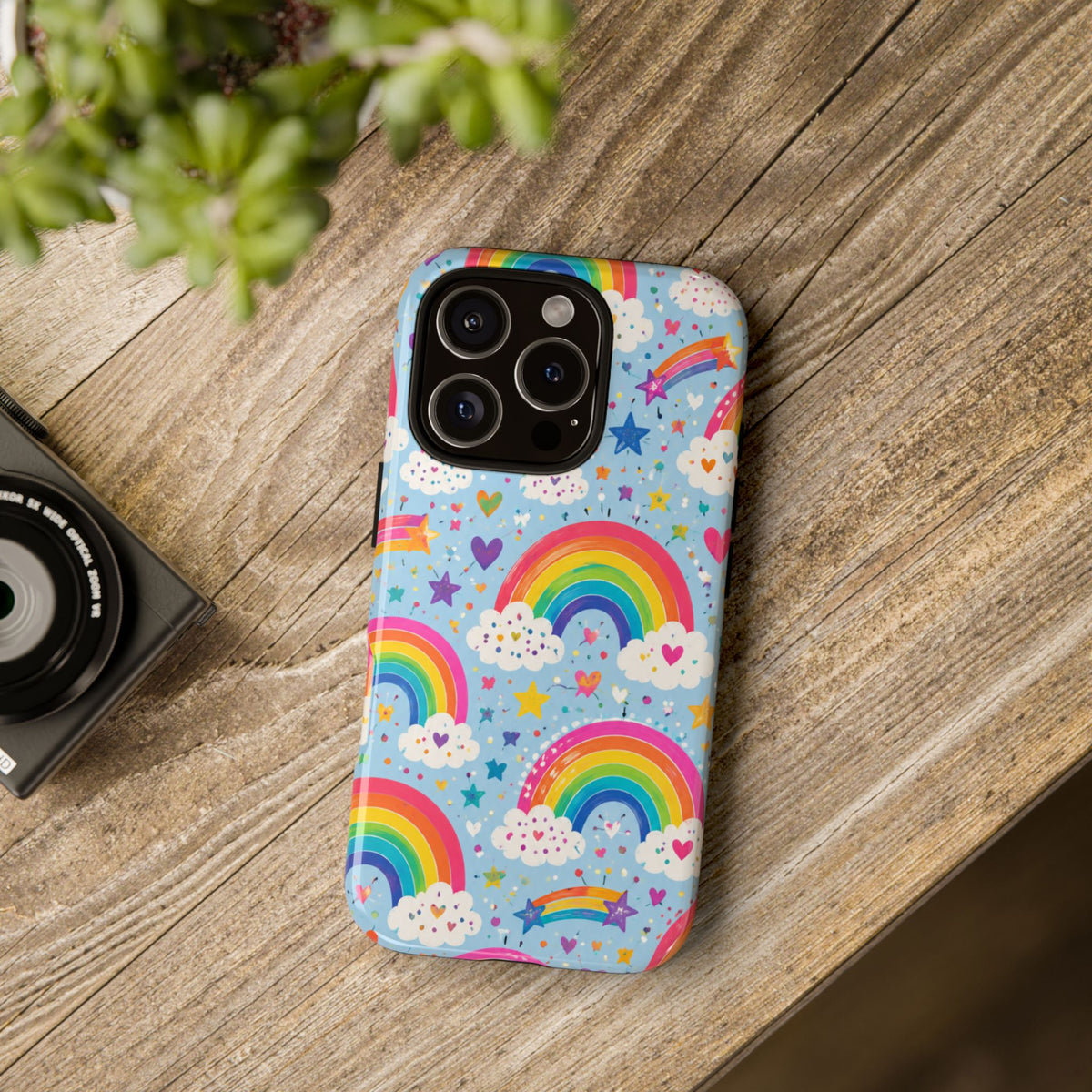 Rainbow Clouds Phone Case — Cute Pastel Rainbow Pattern Tough Case