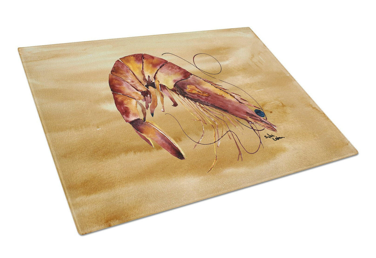 Shrimp  Sandy Beach Cutting Board Tempered Glass Kitchen Cutting Surface, Heat Resistant Chopping, Non-Slip Feet, Food Prep & Serving