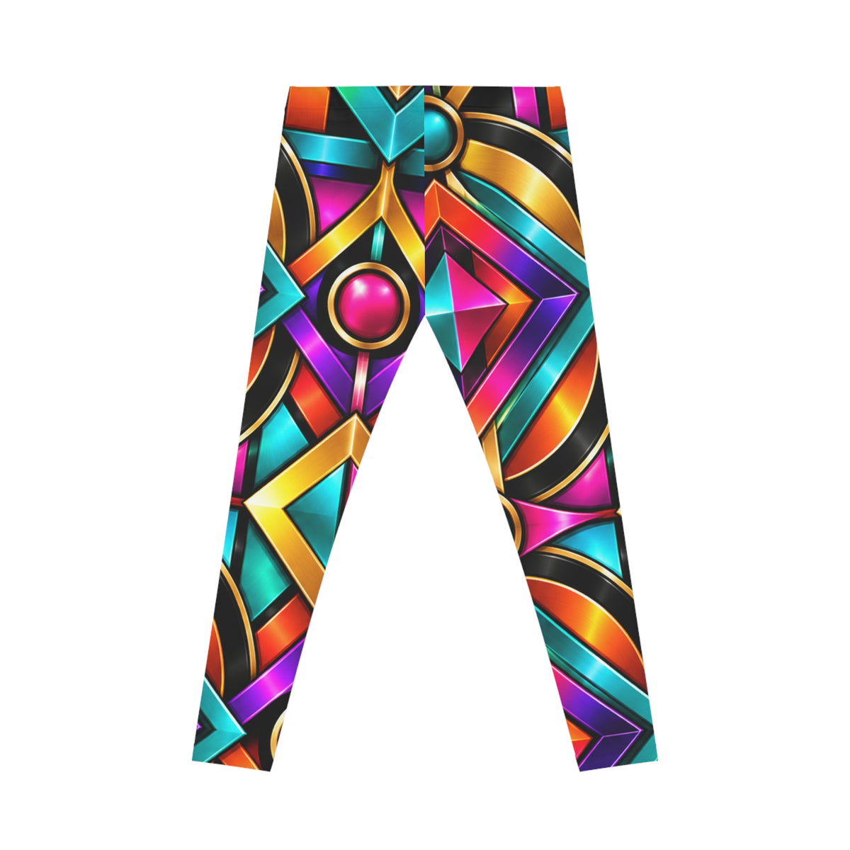 Vibrant Geometric Neon Pattern Leggings | Colorful Abstract Print
