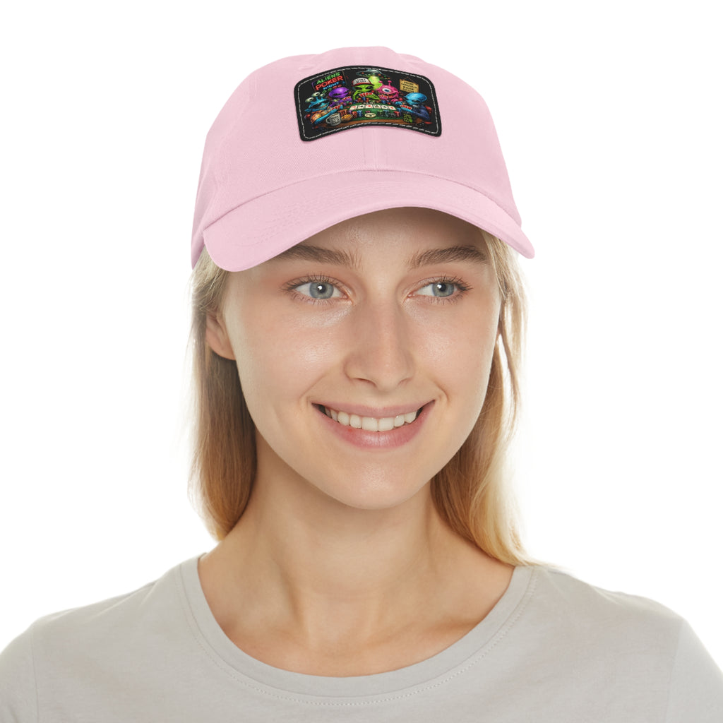 Alien Poker Crew Dad Hat | Leather Patch Baseball Cap