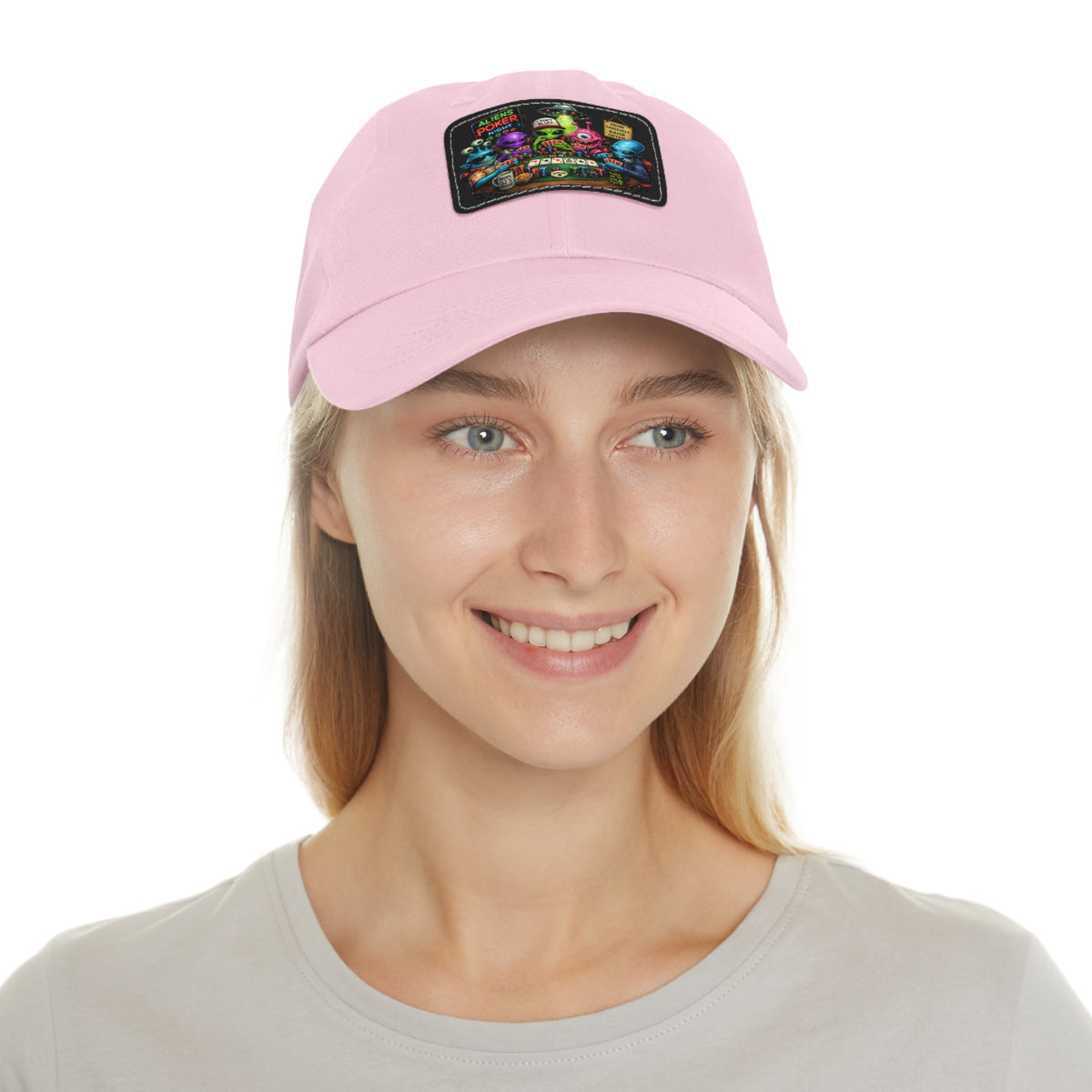 Alien Poker Crew Dad Hat | Leather Patch Baseball Cap
