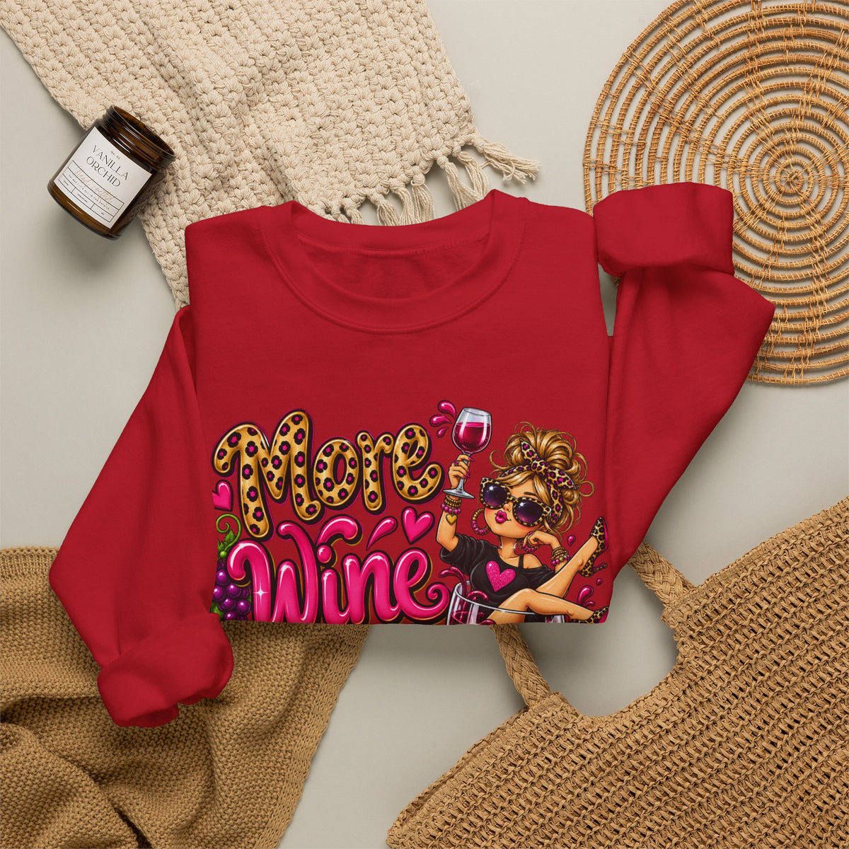 More Wine Please Sweatshirt — Funny Wine Lover Crewneck