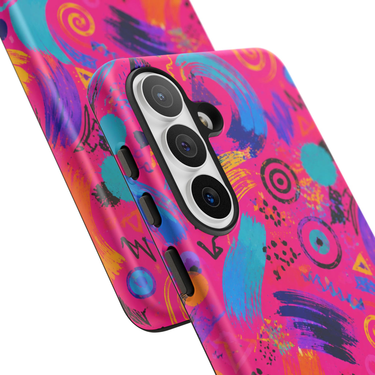 Neon Retro Abstract Tough Phone Case — 80s Brushstroke Pattern