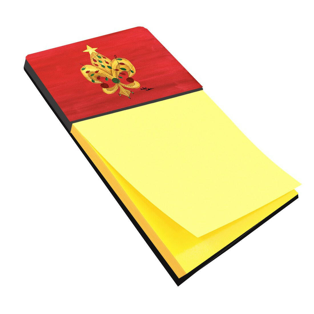 Christmas Tree Fleur de lis with lights Watercolor Sticky Note Holder Refillable Dispenser Desk Accessory 3x3 Pad Gift