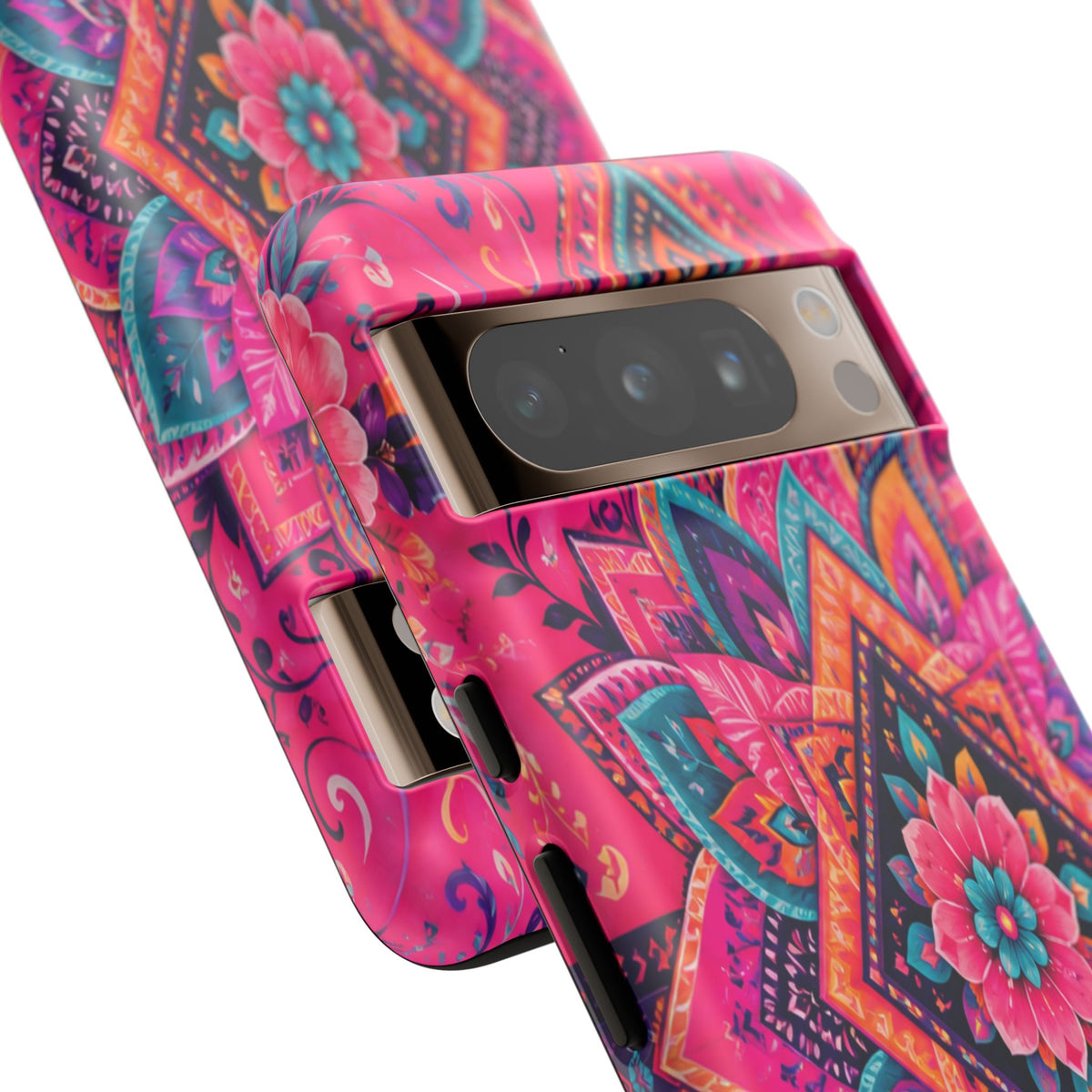 Floral Mandala Tough Phone Case — Pink Boho Protective Cover