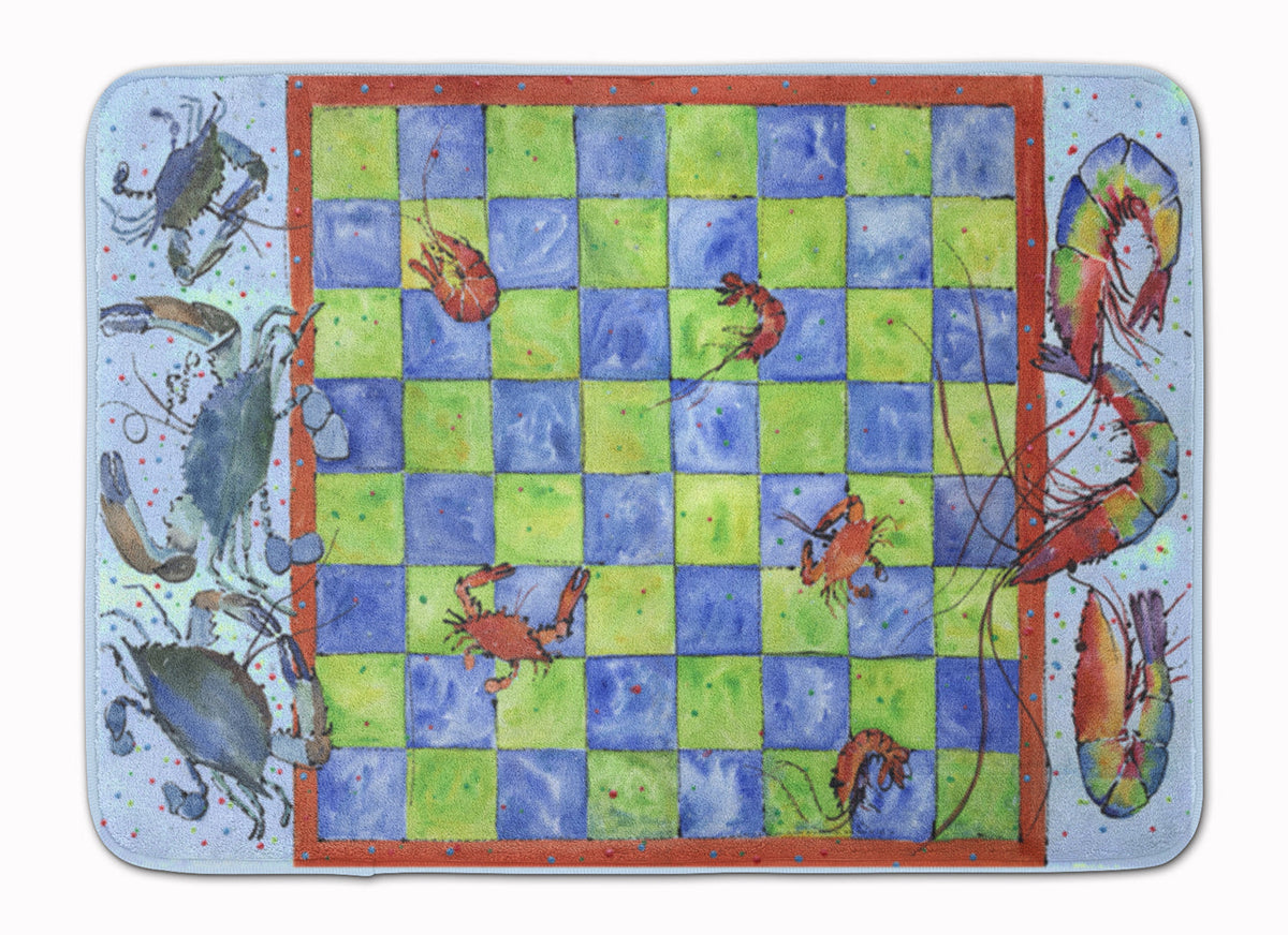 Crab and Shrimp Checkerboard Memory Foam Kitchen Mat Machine Washable Anti-Fatigue Cushion Comfort Bath or Kitchen Rug