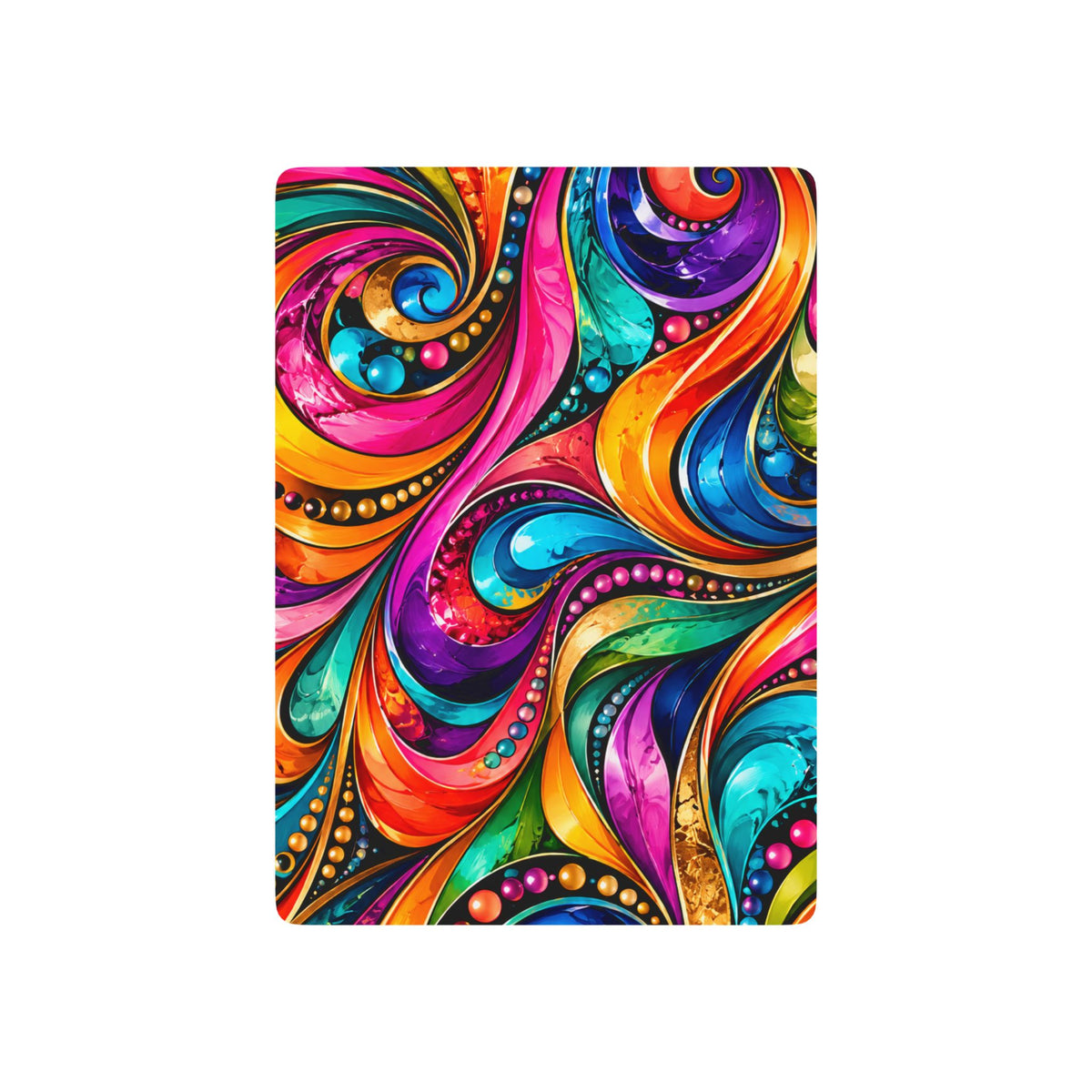 Vibrant Swirl Poker Playing Cards — Colorful Art Back, Classic Black Ace Face