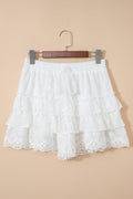 Lace Ruffle Tiered Drawstring Waist Shorts